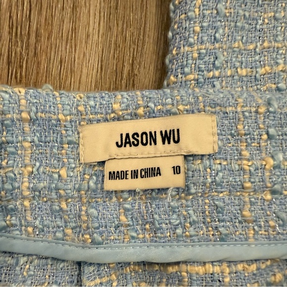 Jason Wu Tweed Trousers Pants Women’s 10 Light Blue High Waist Relaxed Old Money - Picture 5 of 10